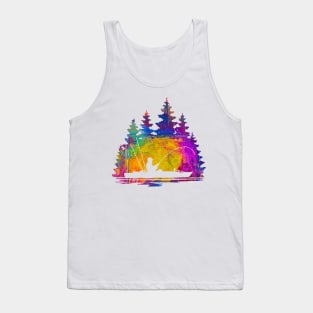 Kayak Fishing Painterly Abstract Silhouette Tank Top